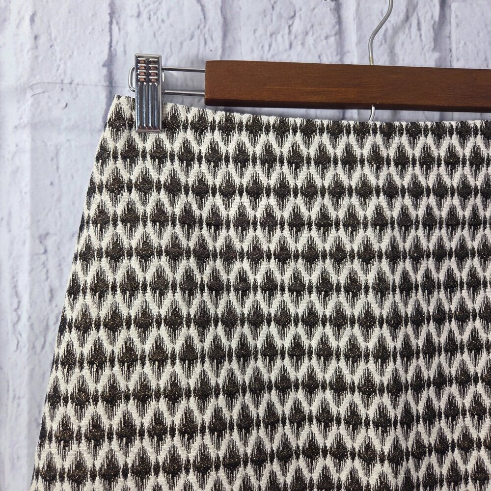 Loft Outlet 4 Petite Metallic Gold Jacquard Print Casual Holiday Career Skirt - Picture 2 of 7